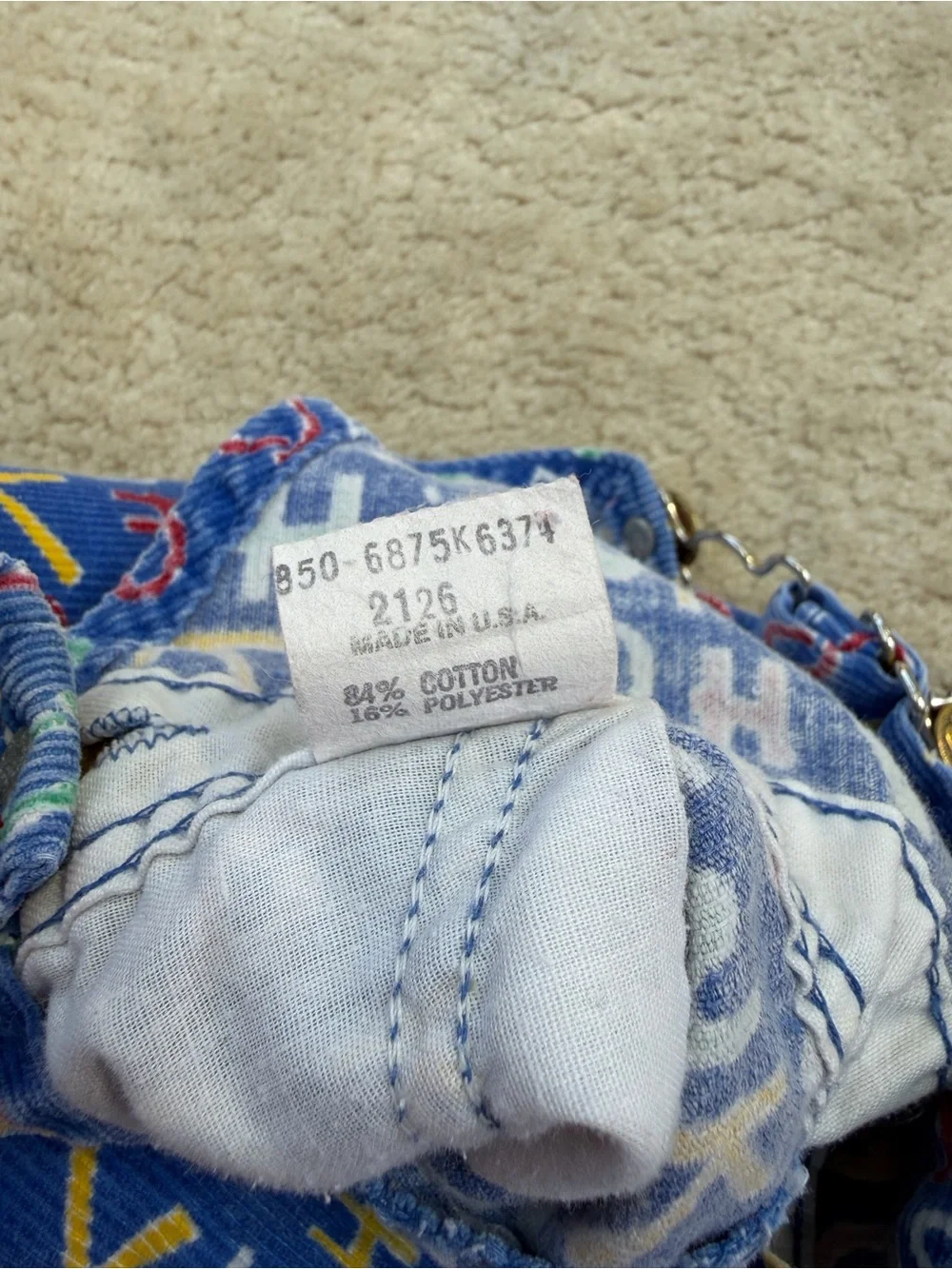 Vintage OshKosh Size 24 Months Vestbak Corduroy Letters Bib Overalls USA Made